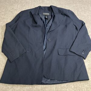 Liz‎ Claiborne Womens Navy Blazer Petite Single Button Closure Sz 14